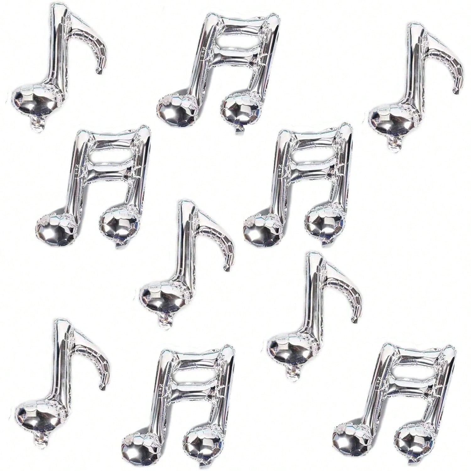 10 Pc Silver Musical Note Foil Balloons for Birthday and Music Themed Party