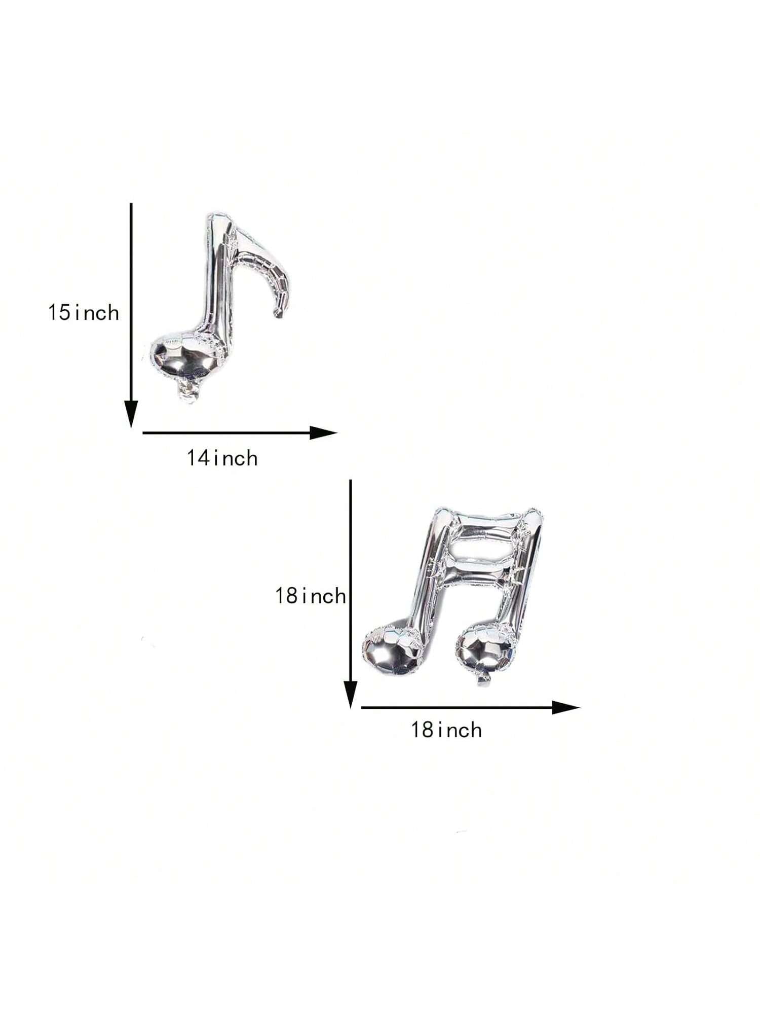 10 Pc Silver Musical Note Foil Balloons for Birthday and Music Themed Party