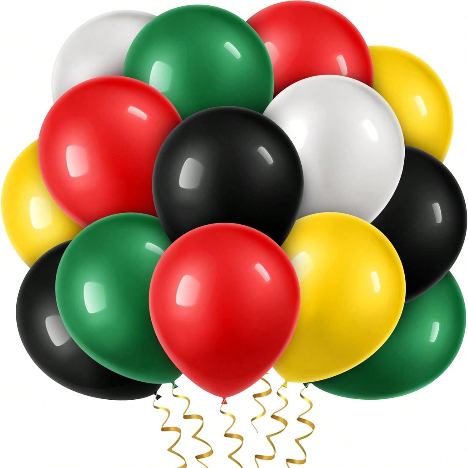 100PCS Juneteenth Latex Balloons Yellow Black White for Freedom Day Party
