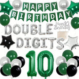 10th Birthday Decorations Green Double Digit Banner Cake Topper