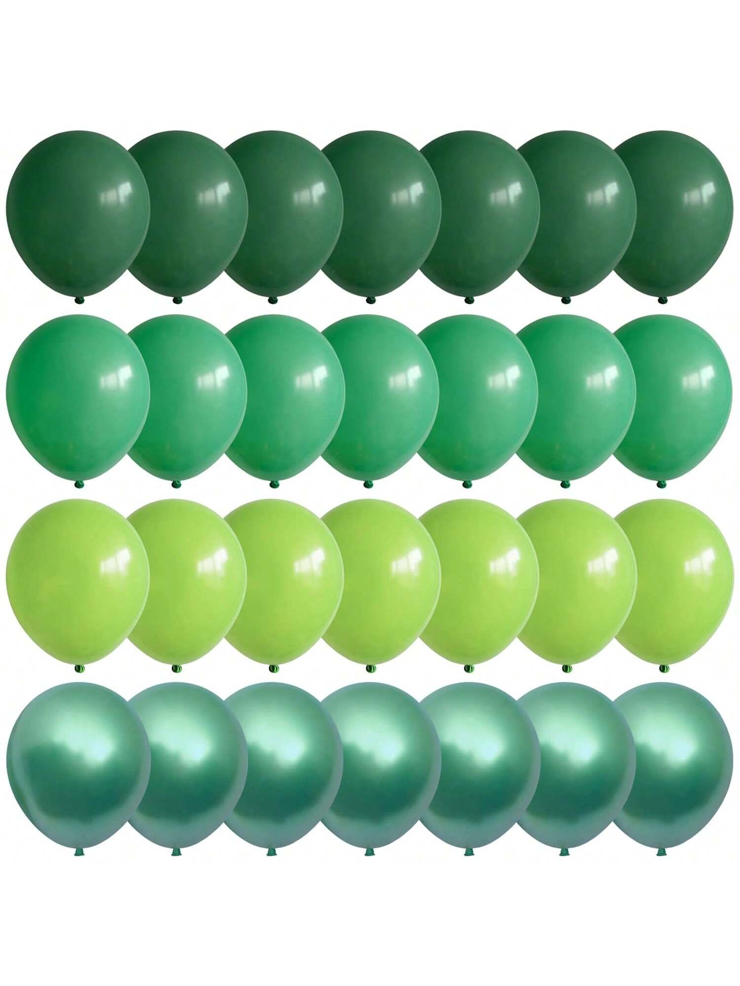 70-Pack 12-Inch Green Latex Balloons Dark Emerald Lime Chrome for Jungle Party
