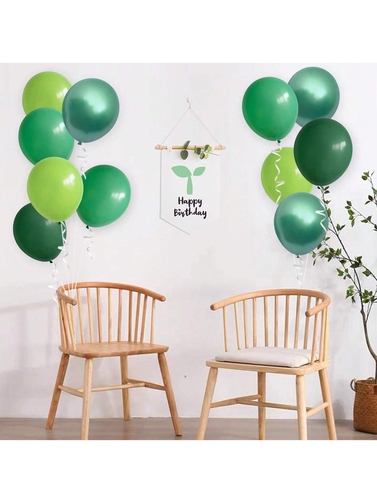 70-Pack 12-Inch Green Latex Balloons Dark Emerald Lime Chrome for Jungle Party