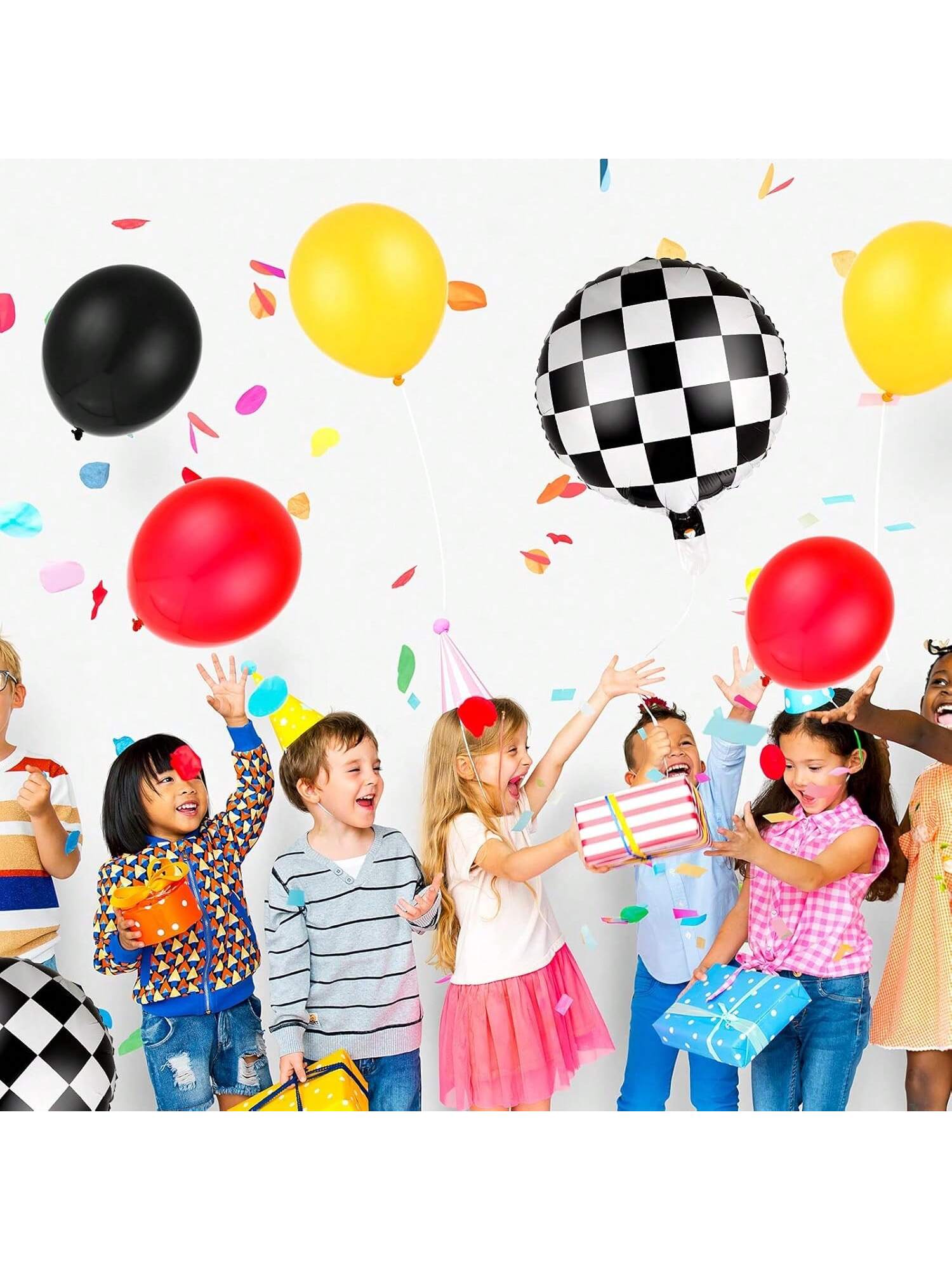 121pcs Race Car Balloon Garland for Checkered Theme Birthday Party