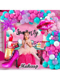 127PCS Spa Party Supplies Makeup Birthday Balloons Garland & Foil Decor