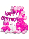 141-Pc Pink Happy Birthday Balloon Garland Kit with Fuchsia and Confetti Balloons