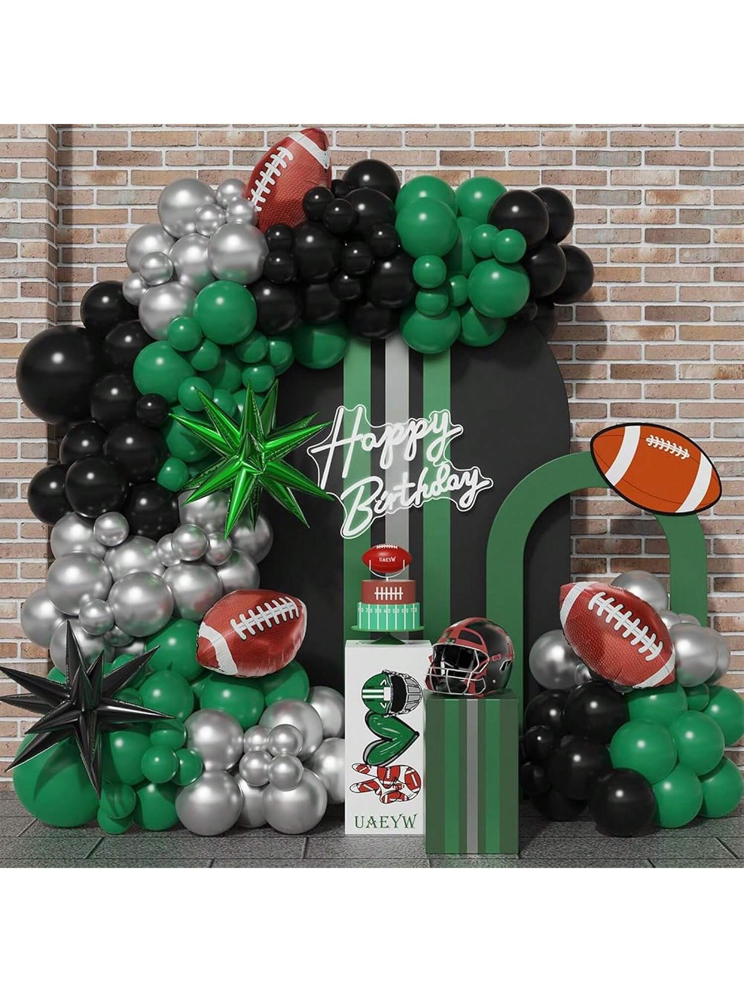 144PCS Video Game Balloon Garland Kit with Green Black Silver Balloons for Parties