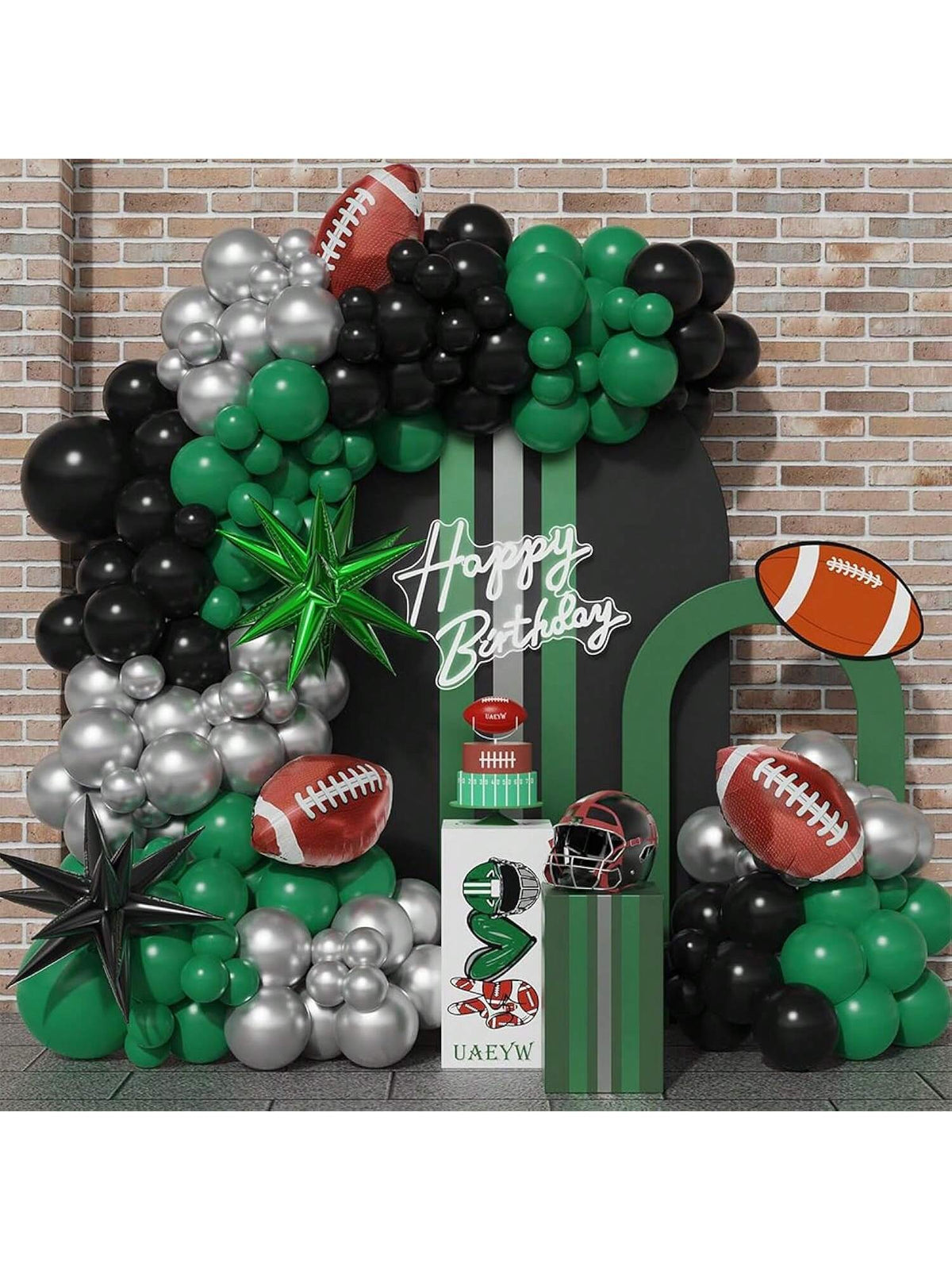 144PCS Video Game Balloon Garland Kit with Green Black Silver Balloons for Parties