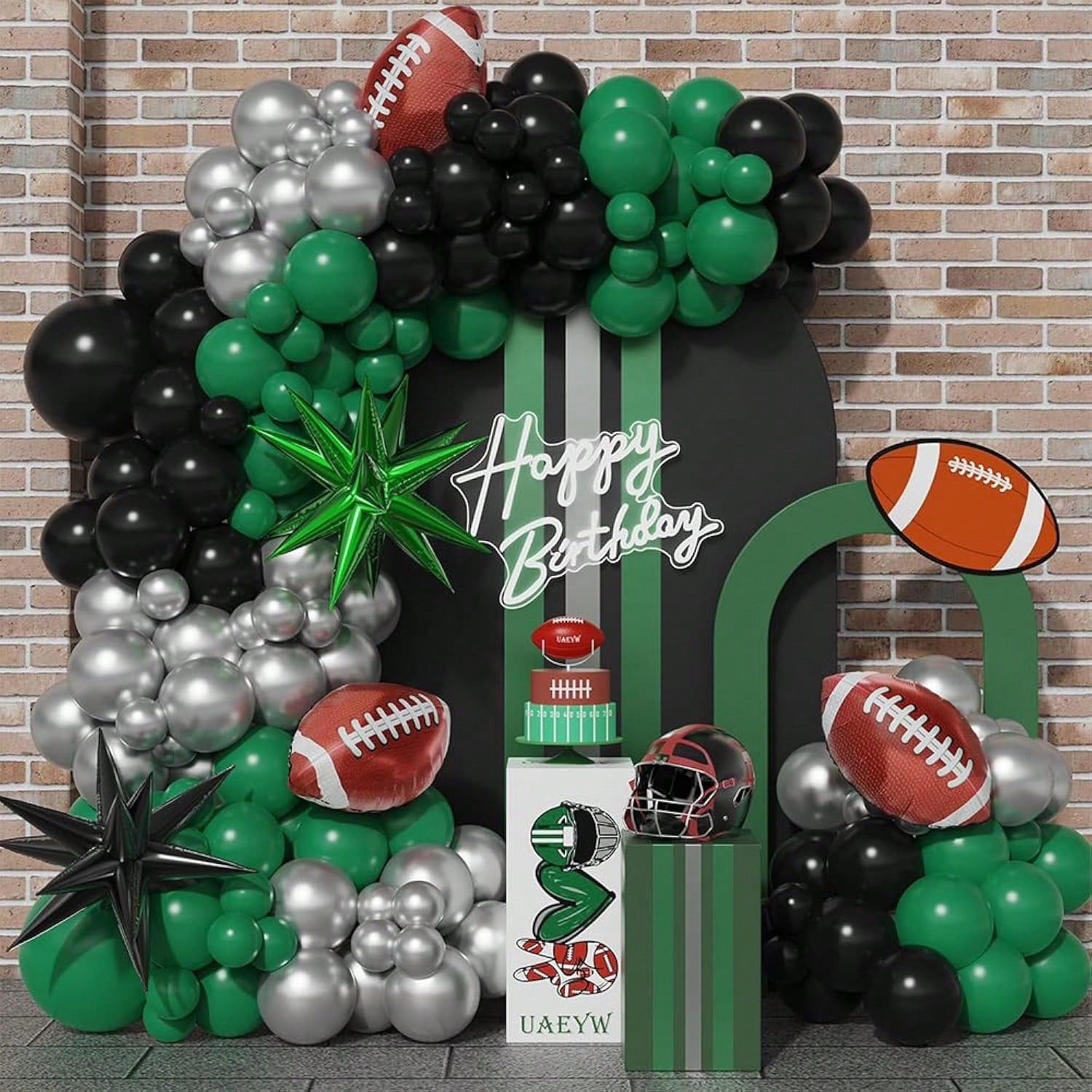 144PCS Video Game Balloon Garland Kit with Green Black Silver Balloons for Parties