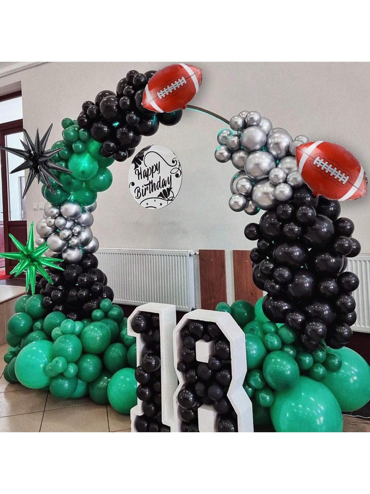 144PCS Video Game Balloon Garland Kit with Green Black Silver Balloons for Parties