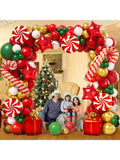 151PCS Christmas Balloon Garland Kit with Red, White, Gold & Green Balloons
