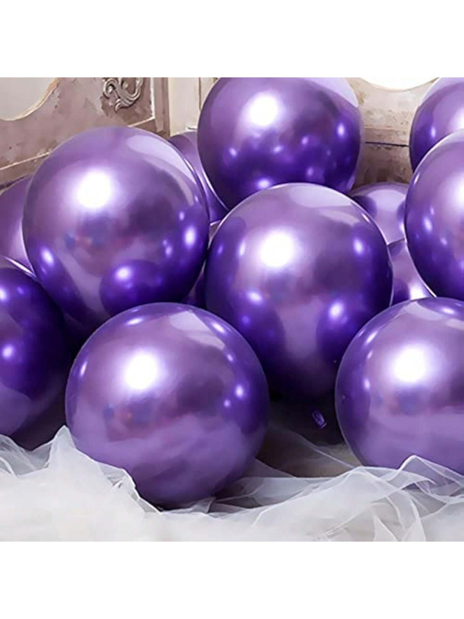 18" 10PCS Chrome Metallic Purple Latex Balloons Birthday Wedding Party Decor