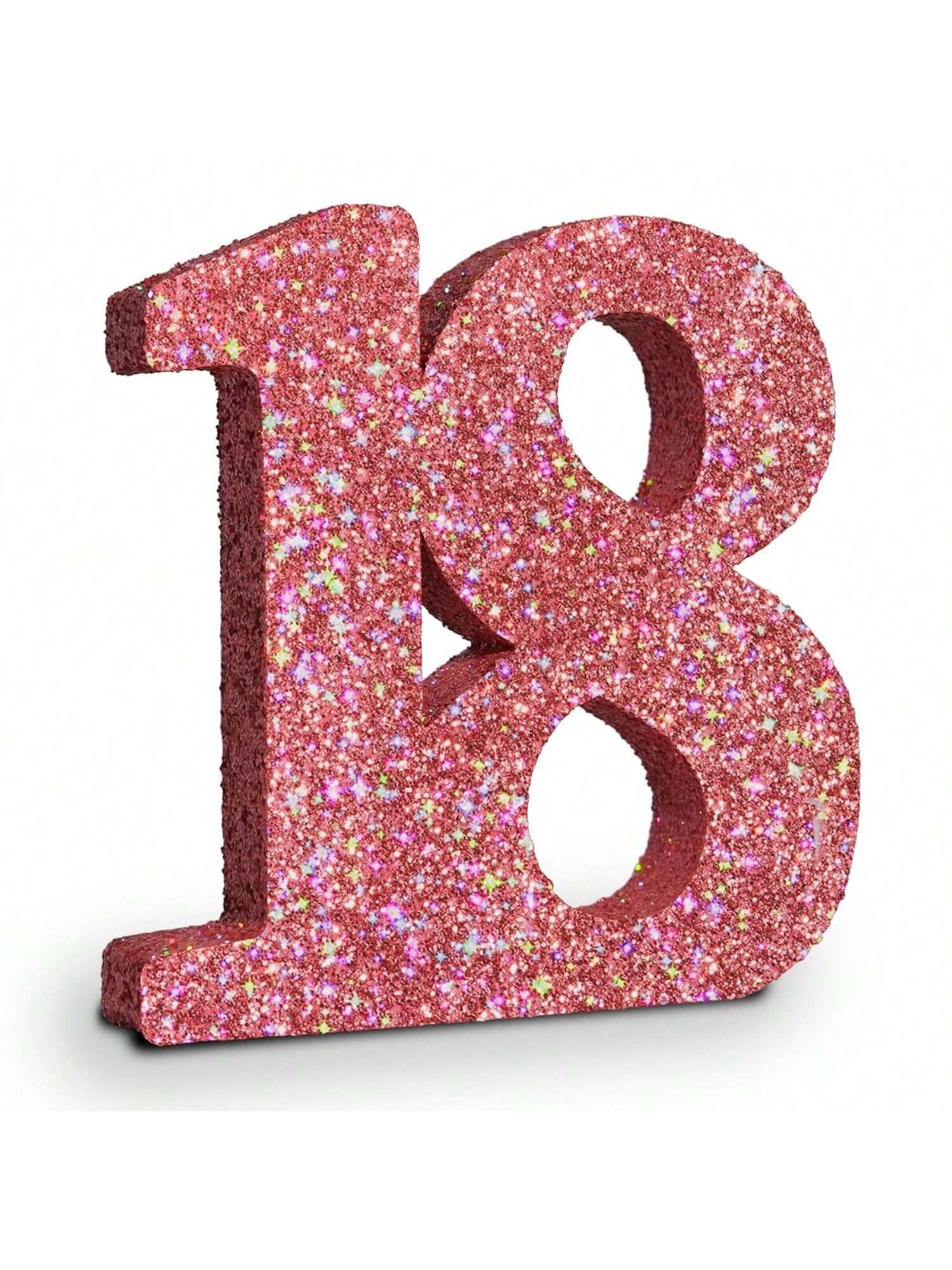 18th Birthday Rose Gold Glitter Number 18 Table Centerpiece Decor