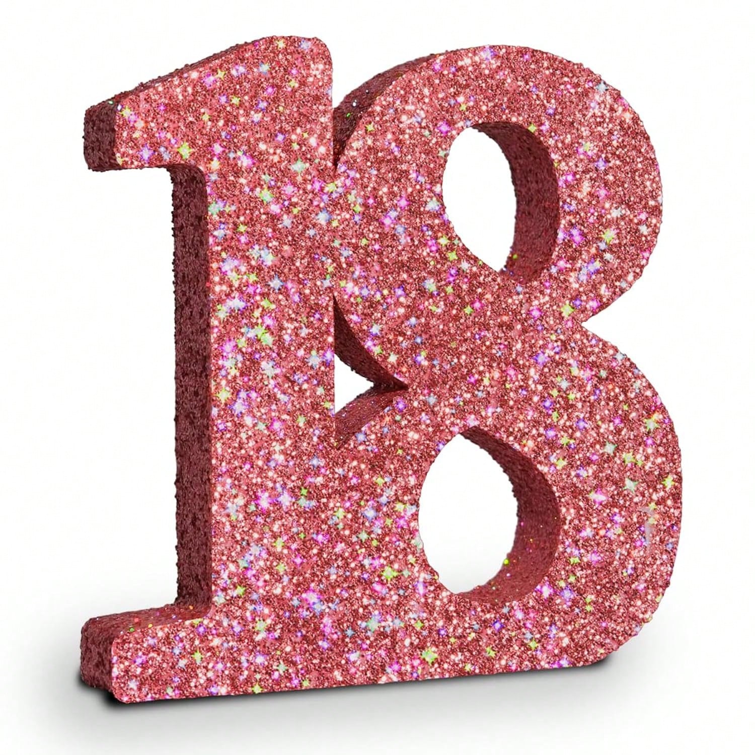 18th Birthday Rose Gold Glitter Number 18 Table Centerpiece Decor