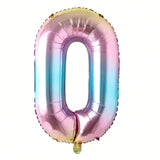 32in Rainbow Gradient Number Foil Balloons for Party Decorations