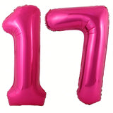 40 Inch Hot Pink Number 17 Balloon for 17th Birthday and Party Decorations