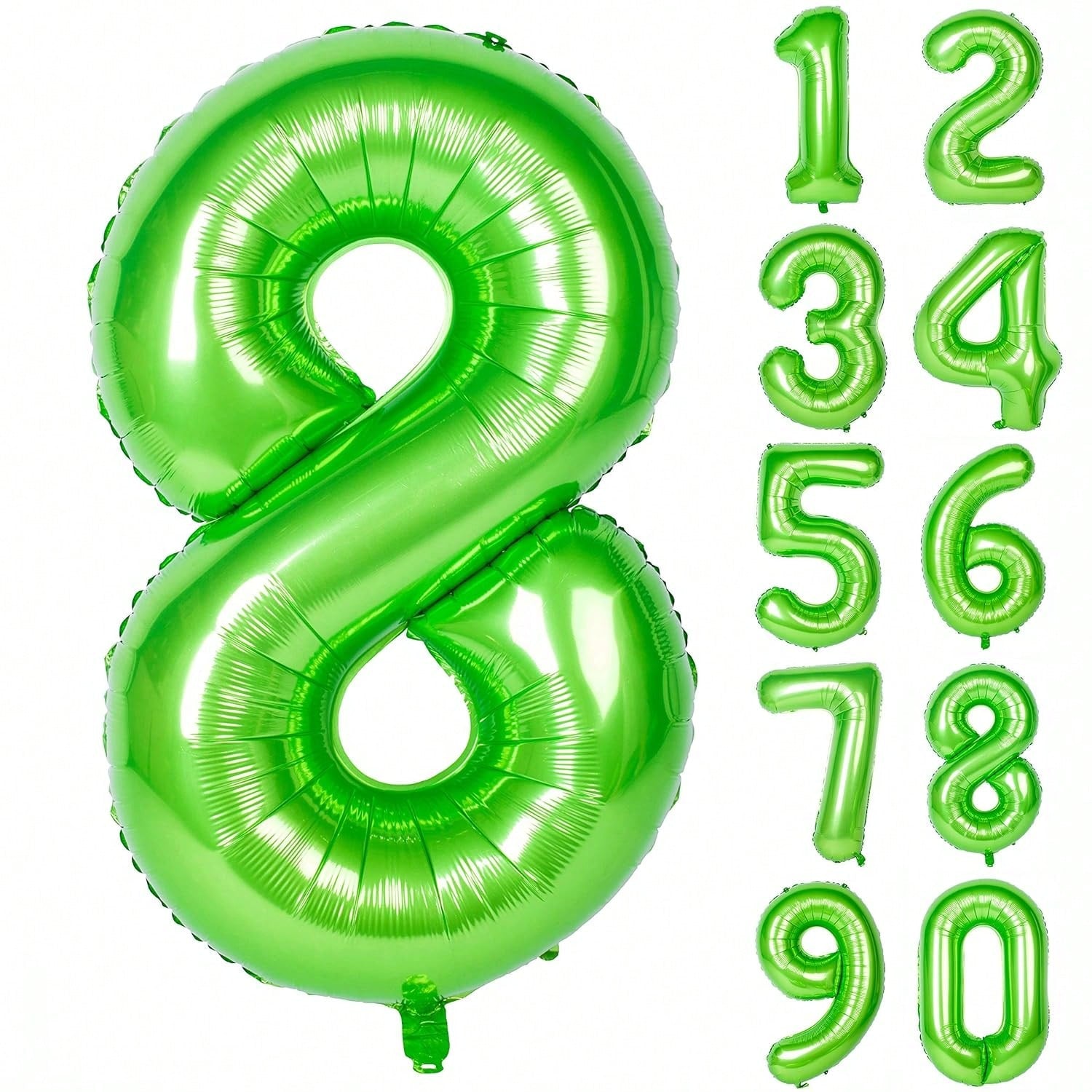 40 Inch Green Number 8 Foil Balloon for Jungle Birthday or Anniversary Decor