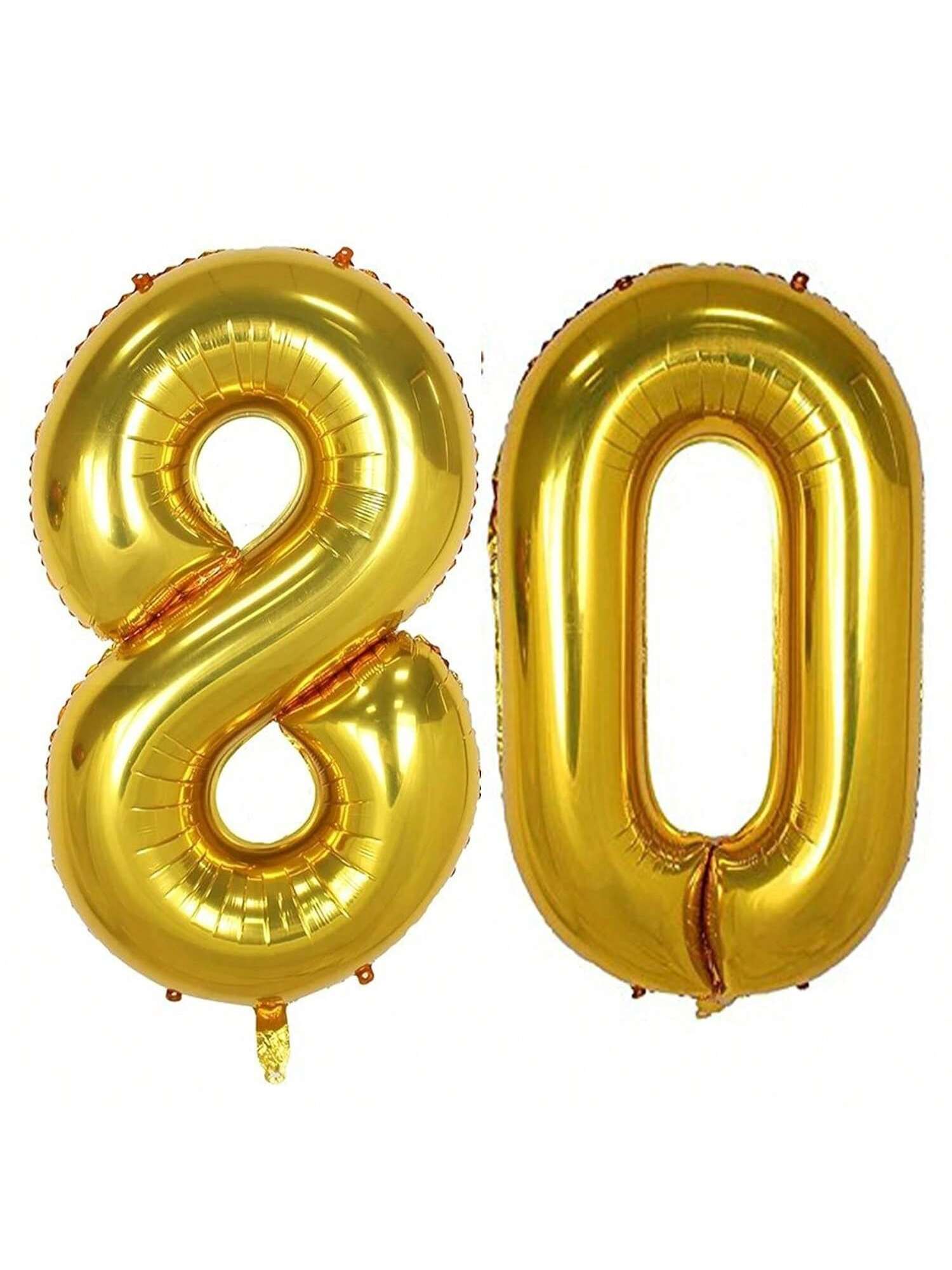 40in Gold Foil 80 Number Balloon for 80th Birthday Party Decorations