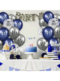 40PCS Navy Blue Silver 40th Birthday Latex Balloons Party Anniversary Decor