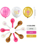 45PCS God Bless 12" Baptism Cross Balloons Christian Christening Party Decor