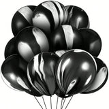 50-Pc Black and White Marble 12-Inch Balloons for Parties Weddings and Halloween