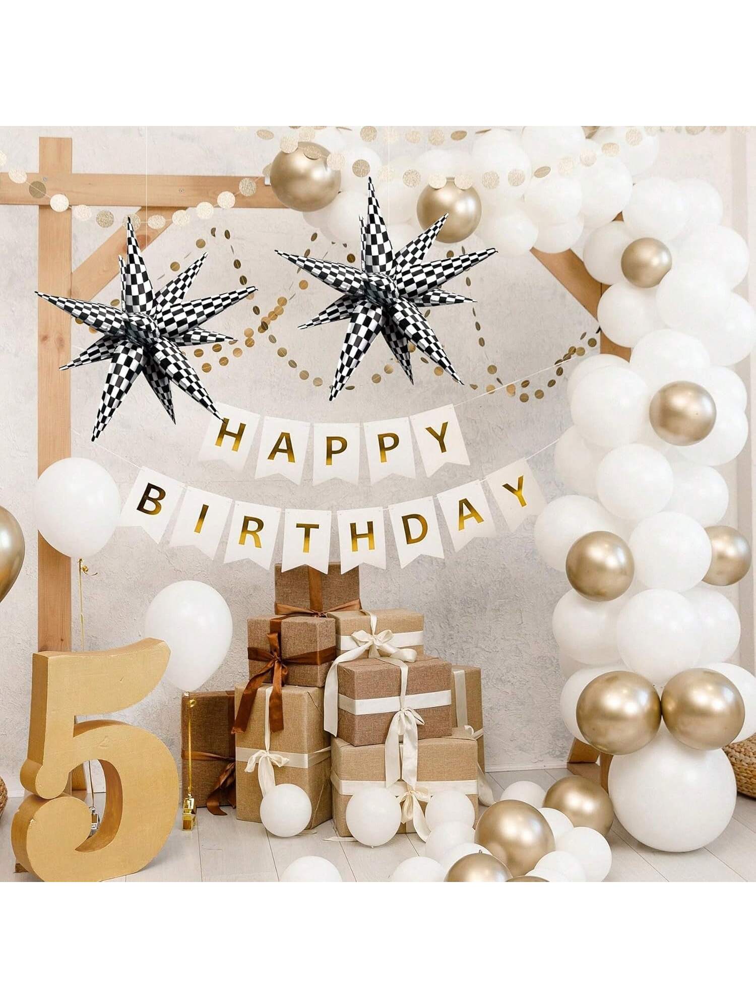 60PCS Star 12-Spike Foil Balloons Wedding Birthday Party Backdrop Decor