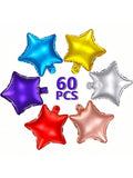 60PCS 10" Colorful Star Foil Balloons Shower Gender Reveal Wedding Decor