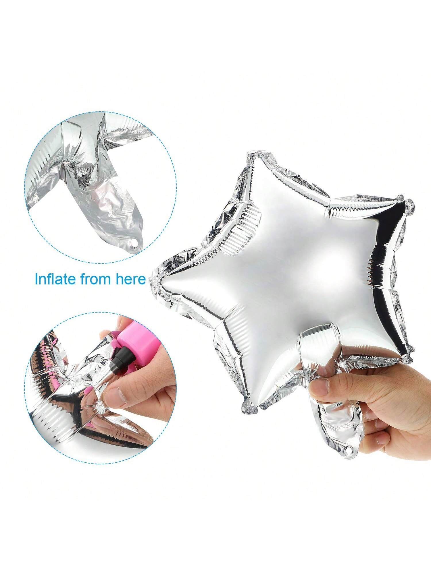 60PCS 10" Colorful Star Foil Balloons Shower Gender Reveal Wedding Decor