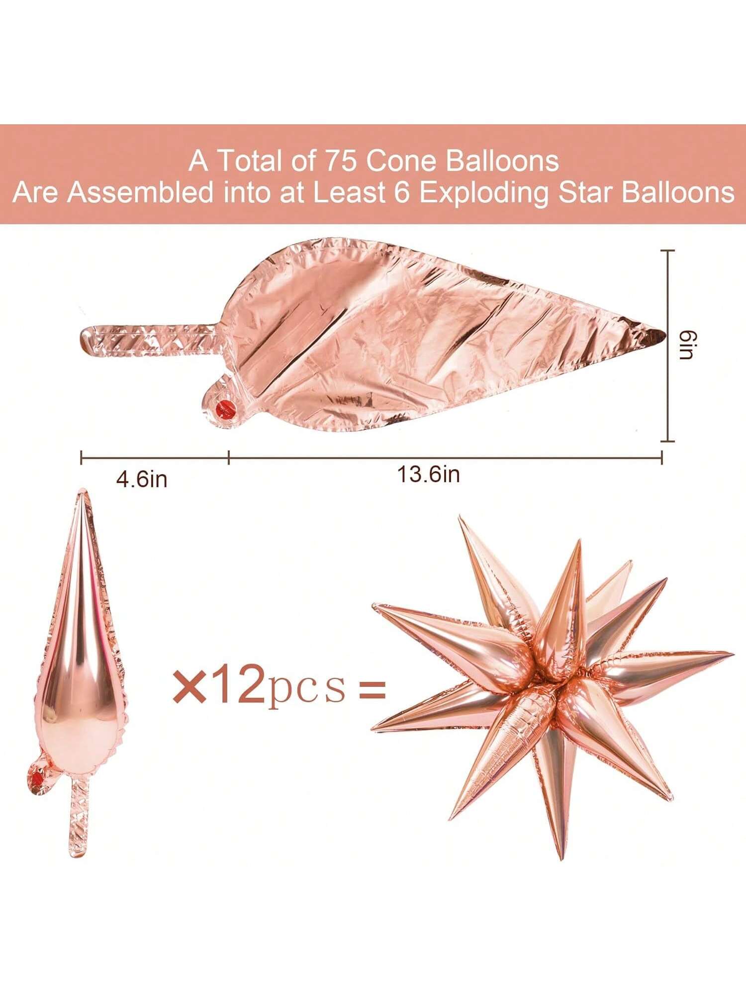 72-Pc Silver Explosion Star Foil Balloons 12-Point for Parties Weddings and Holidays