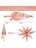 72-Pc Silver Explosion Star Foil Balloons 12-Point for Parties Weddings and Holidays