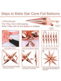72-Pc Silver Explosion Star Foil Balloons 12-Point for Parties Weddings and Holidays