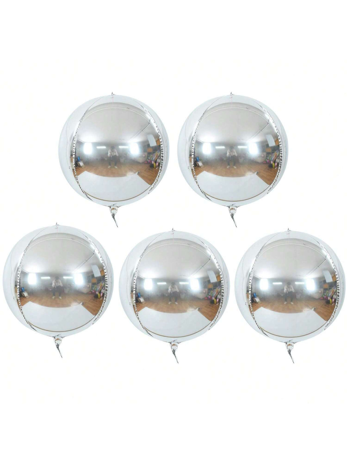 8PCS 22" Silver 4D Giant Round Foil Balloons Mirror Metallic Party Decor