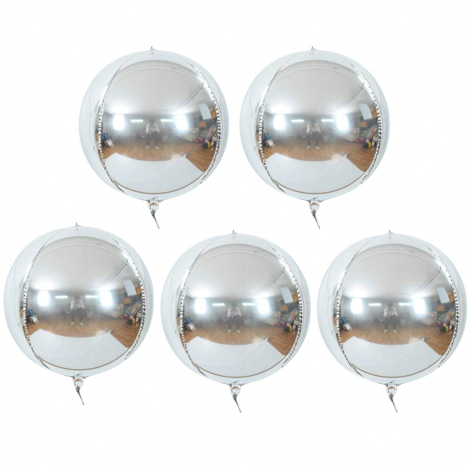 8PCS 22" Silver 4D Giant Round Foil Balloons Mirror Metallic Party Decor