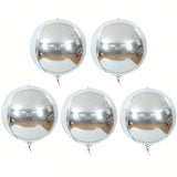 8PCS 22" Silver 4D Giant Round Foil Balloons Mirror Metallic Party Decor