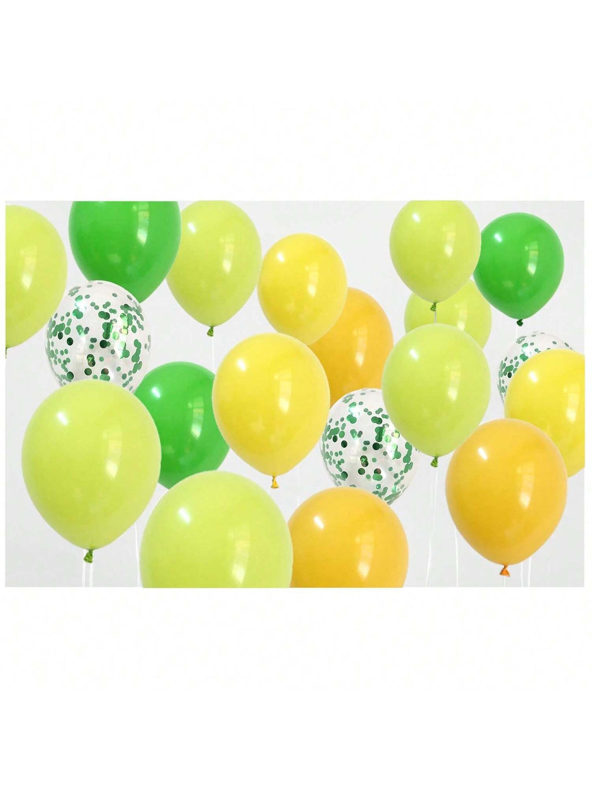 Assorted Yellow and Green Balloons with Confetti for Jungle and Birthday Parties