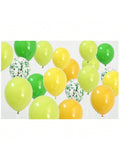 Assorted Yellow and Green Balloons with Confetti for Jungle and Birthday Parties