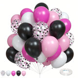 60-Pc Black Pink White Latex and Confetti Balloons for Birthday and Bridal Parties