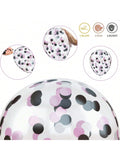 60-Pc Black Pink White Latex and Confetti Balloons for Birthday and Bridal Parties