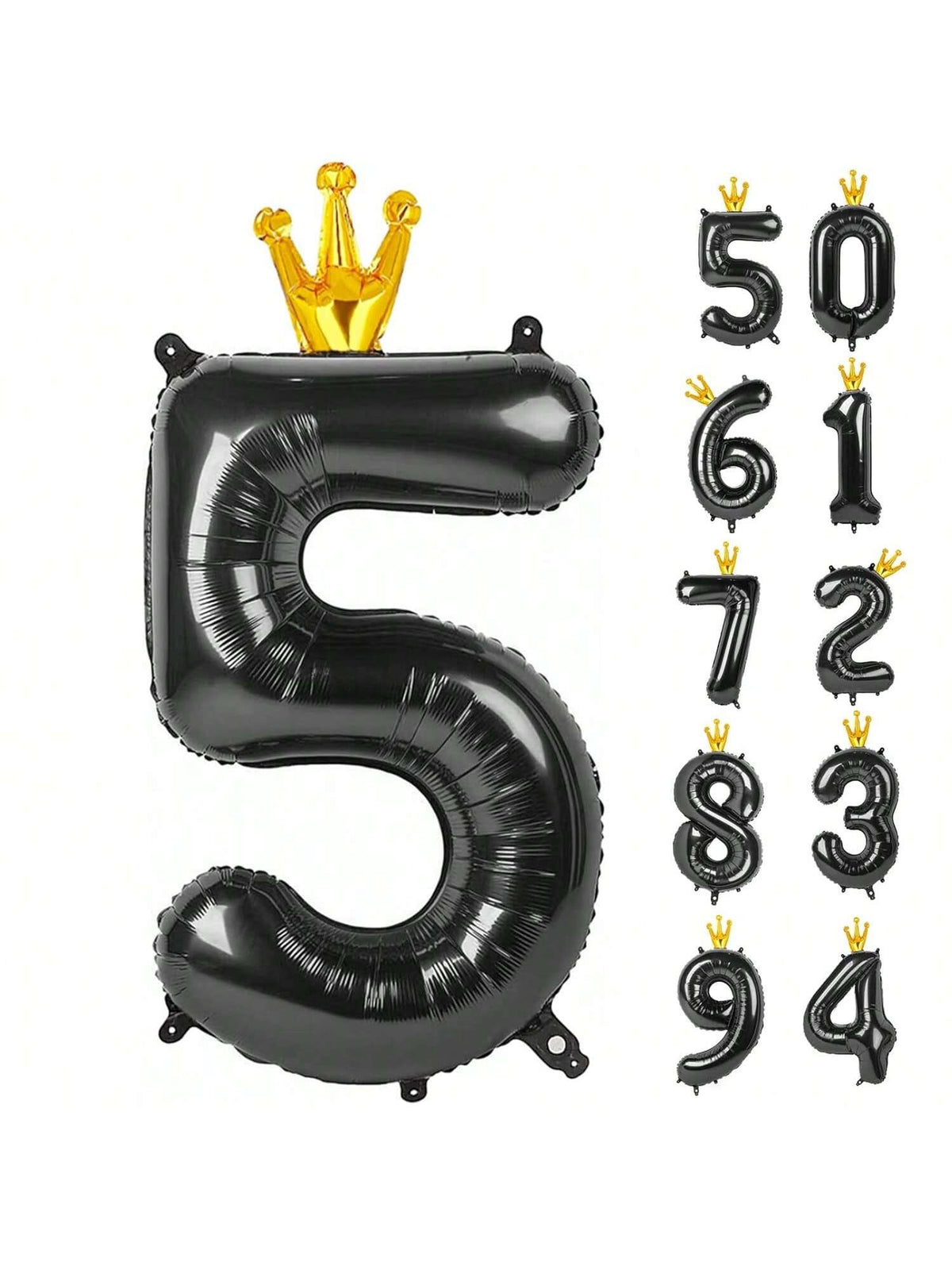40 Inch Black Number 5 Balloon for 5th Birthday and Party Decorations