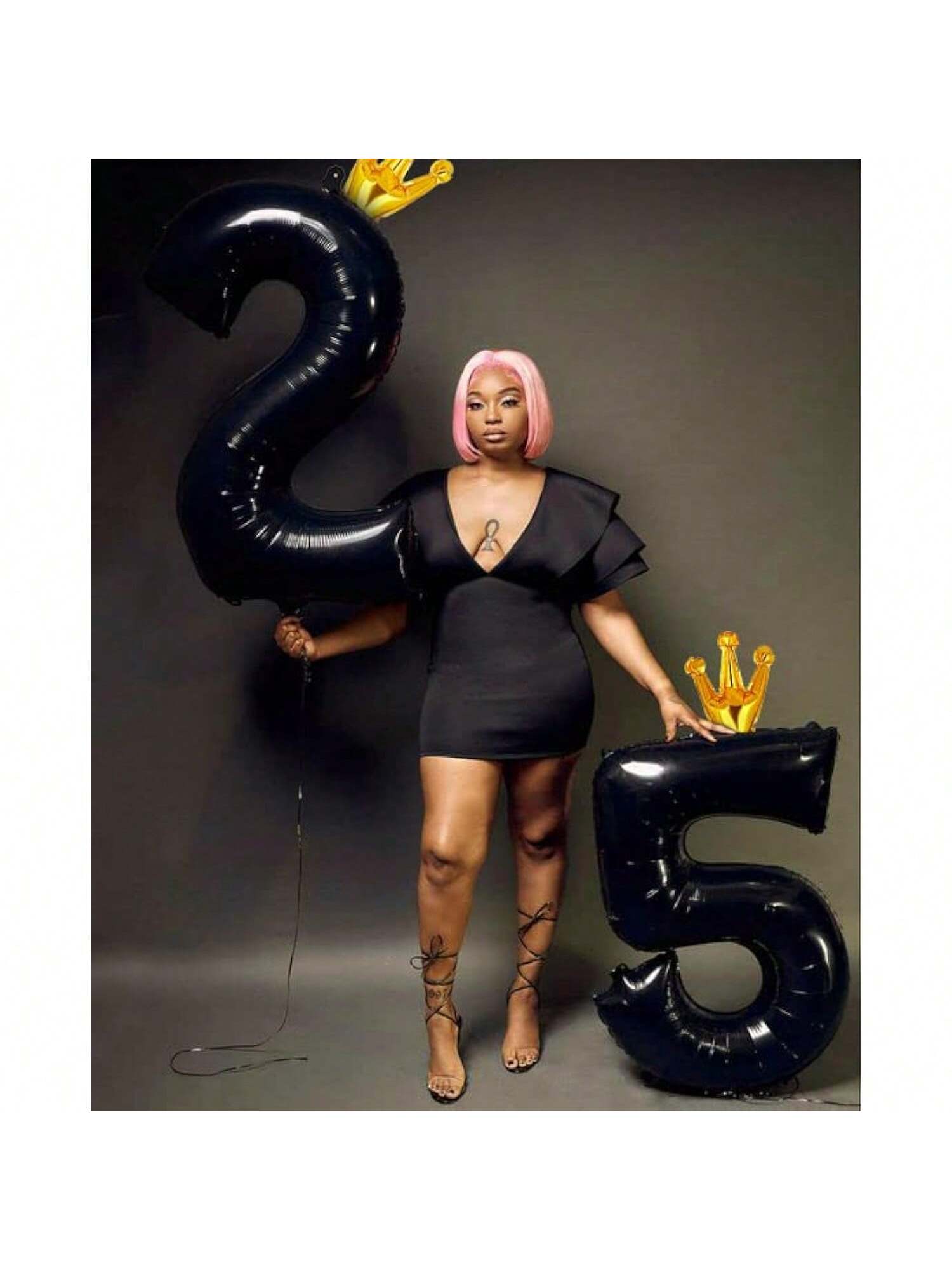 40 Inch Black Number 5 Balloon for 5th Birthday and Party Decorations