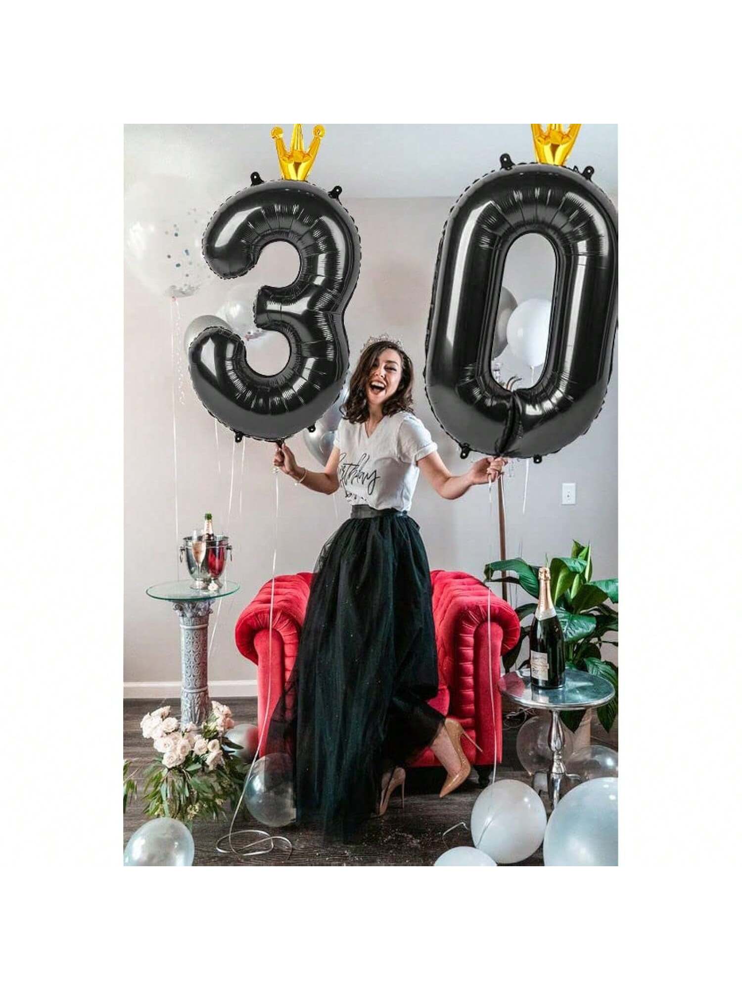 40 Inch Black Number 5 Balloon for 5th Birthday and Party Decorations