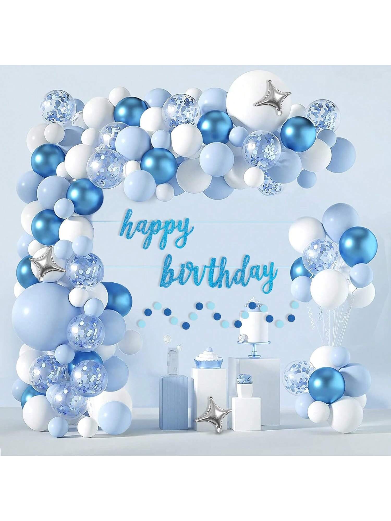 130PCS Blue & White Balloon Arch Kit for Showers, Gender Reveals & Parties