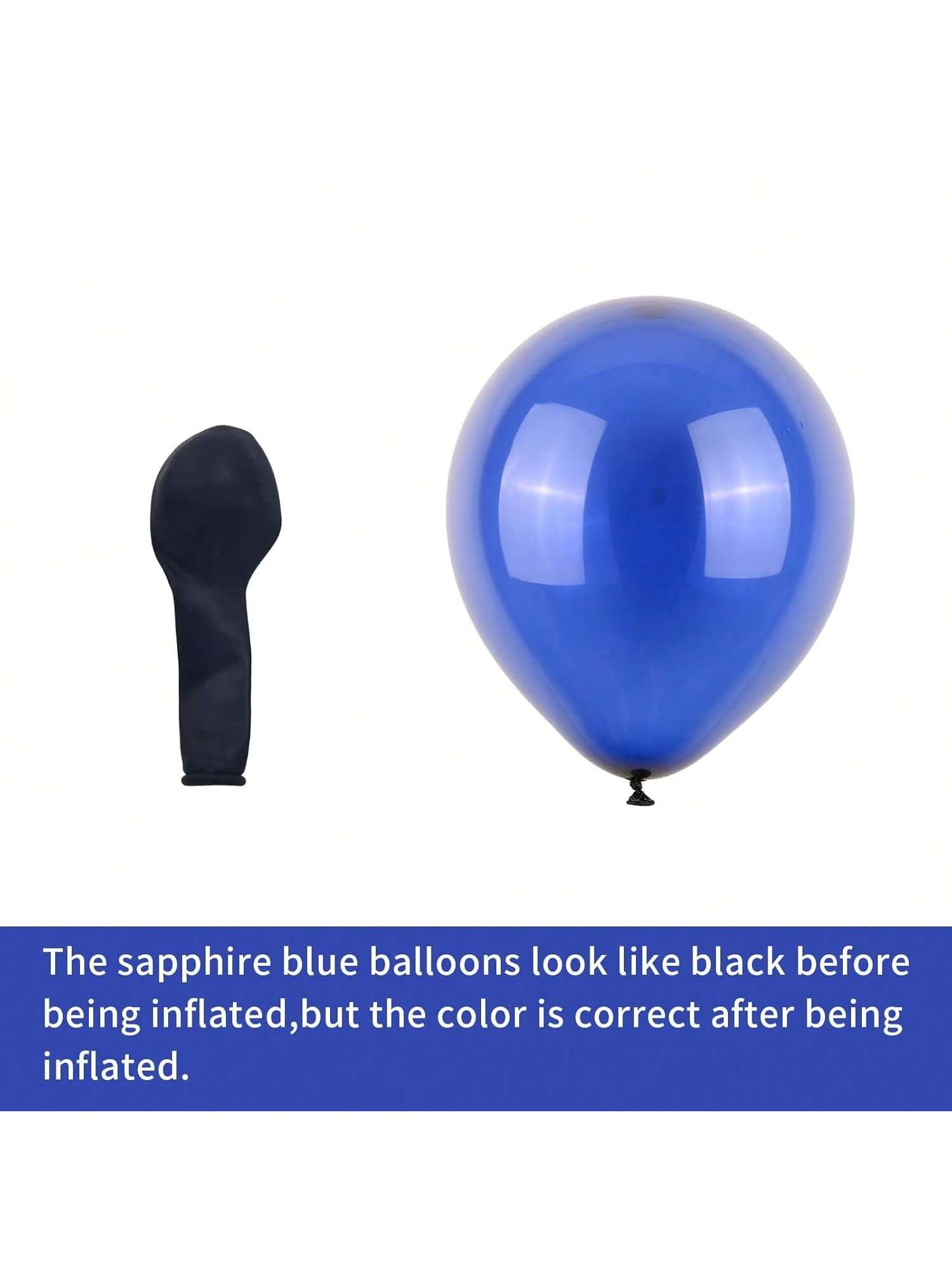 105-Pc Blue and Black Balloon Arch Kit with Silver Metallic Balloons for Parties