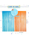Blue Dog Party Decorations 2PCS Fringe Curtain 63PCS Orange Balloon Garland