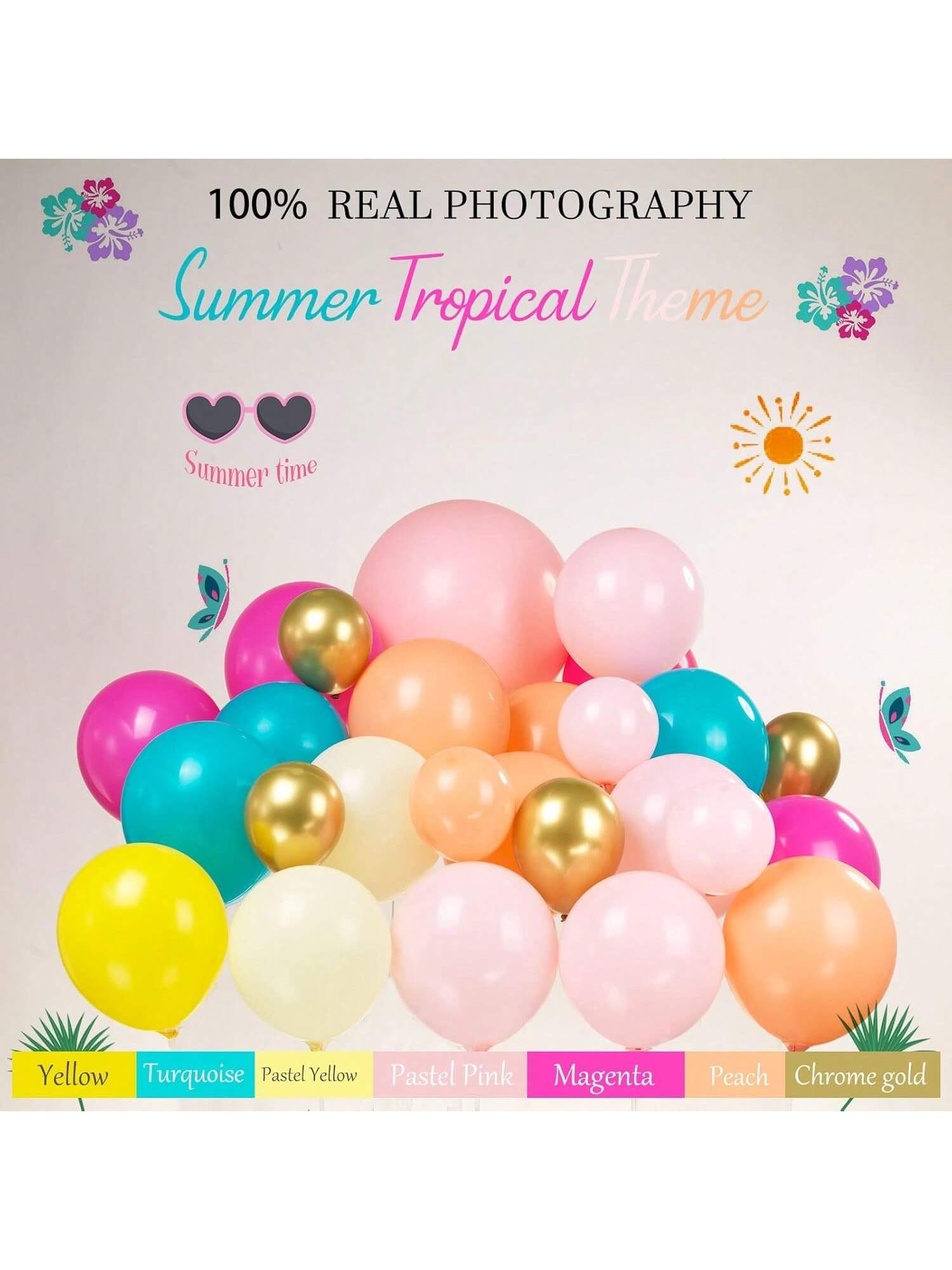 Blue Pink Purple Balloon Hawaii Garland Kit Ohana Theme Party Decor