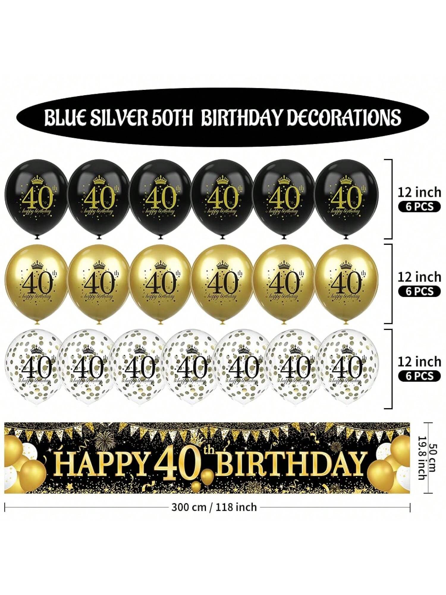 Blue Silver 16Th Birthday Banner And Balloons For Indoor/Outdoor Parties -