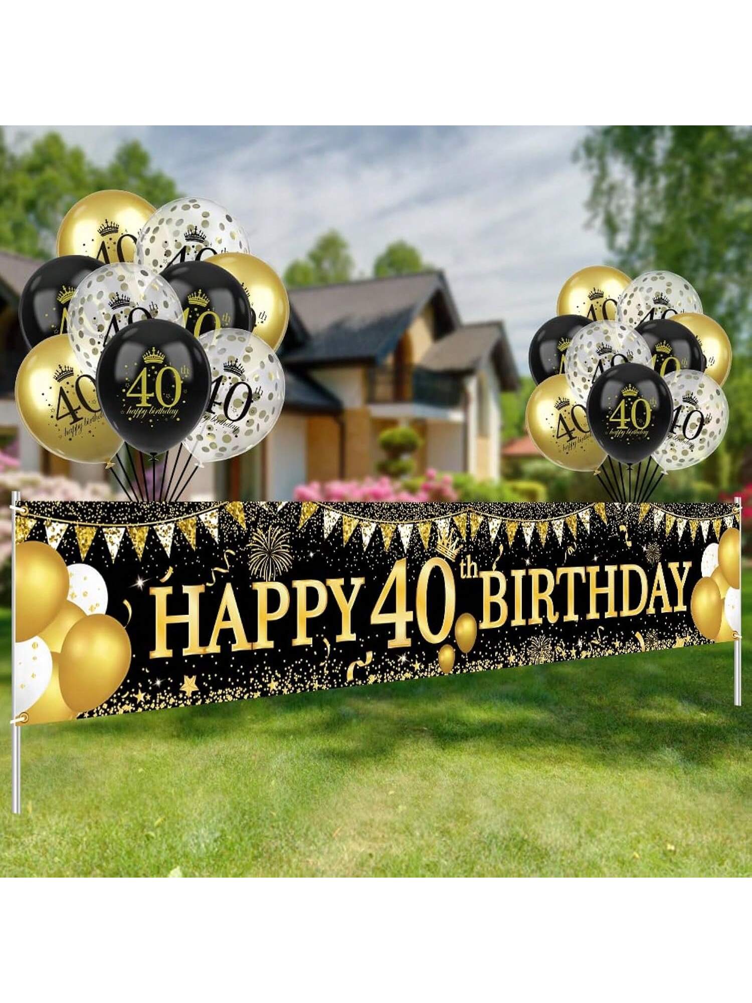 Blue Silver 16Th Birthday Banner And Balloons For Indoor/Outdoor Parties -