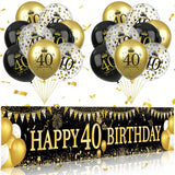 Blue Silver 16Th Birthday Banner And Balloons For Indoor/Outdoor Parties -