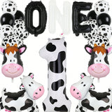 40in Cow Print Number Balloon 1st Birthday Barnyard Theme Party Decor 18pcs Kit