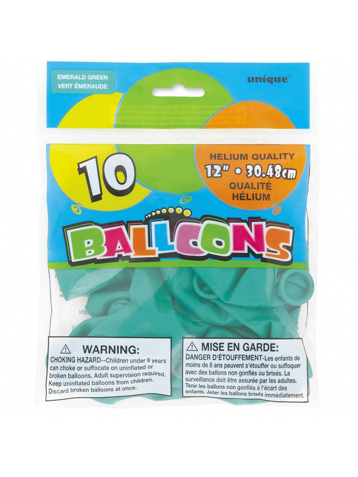 12 Inch Emerald Green Latex Balloons 10 Pack for Party Decorations