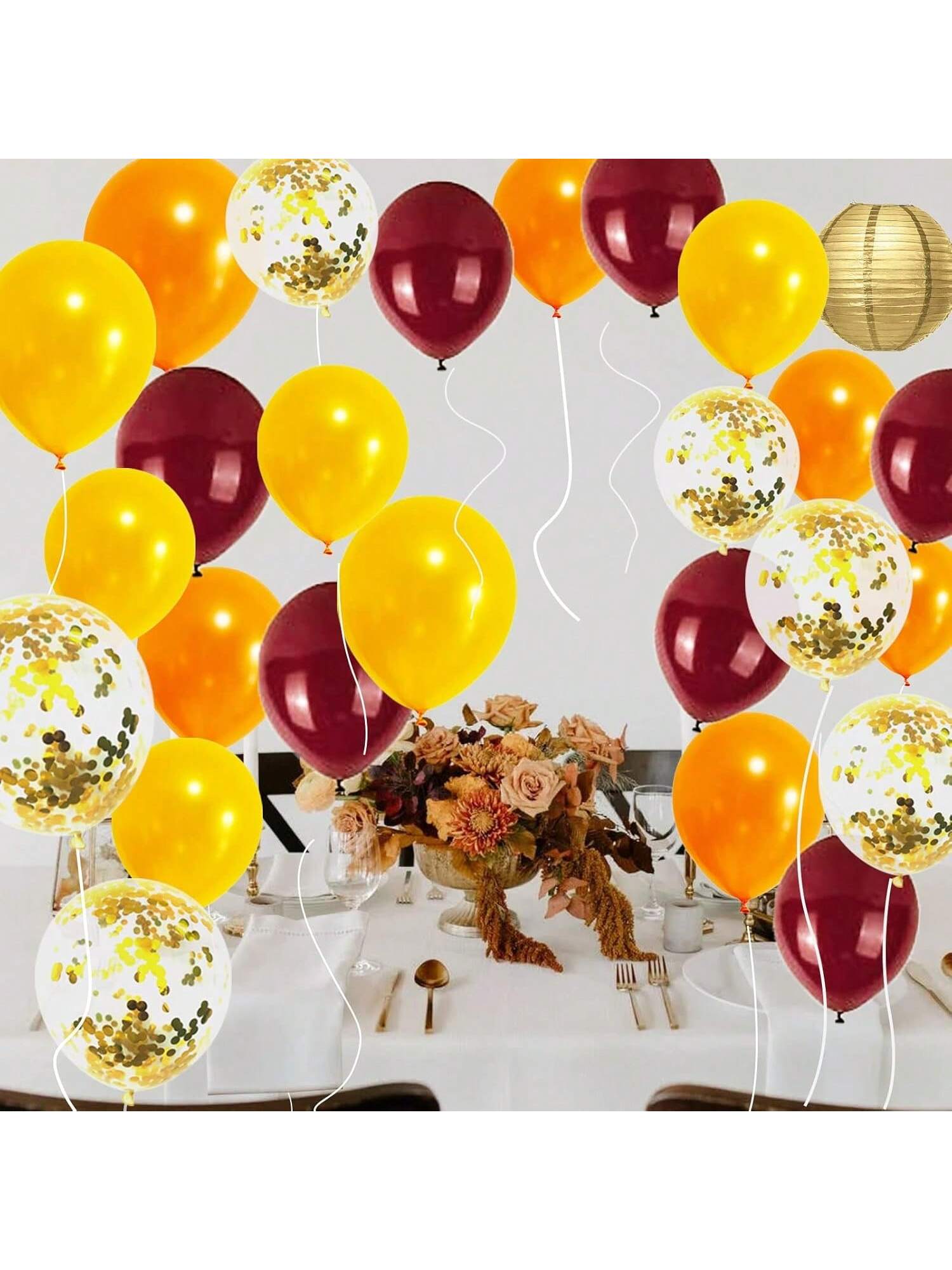 20 Fall Balloons in Burgundy Orange Yellow Gold for Party and Wedding Decor